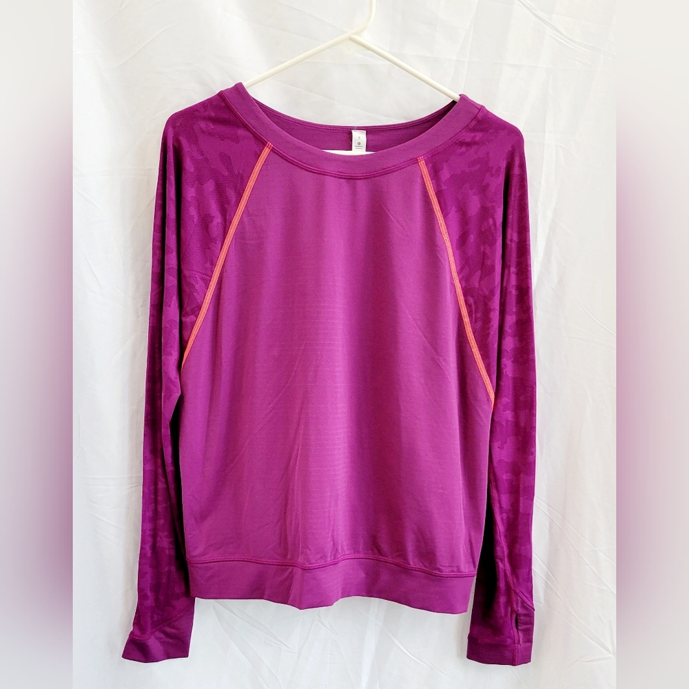 Lululemon‎ Run For Days Long Sleeve Sz 6 Regal Plum Camouflage Print Activewear